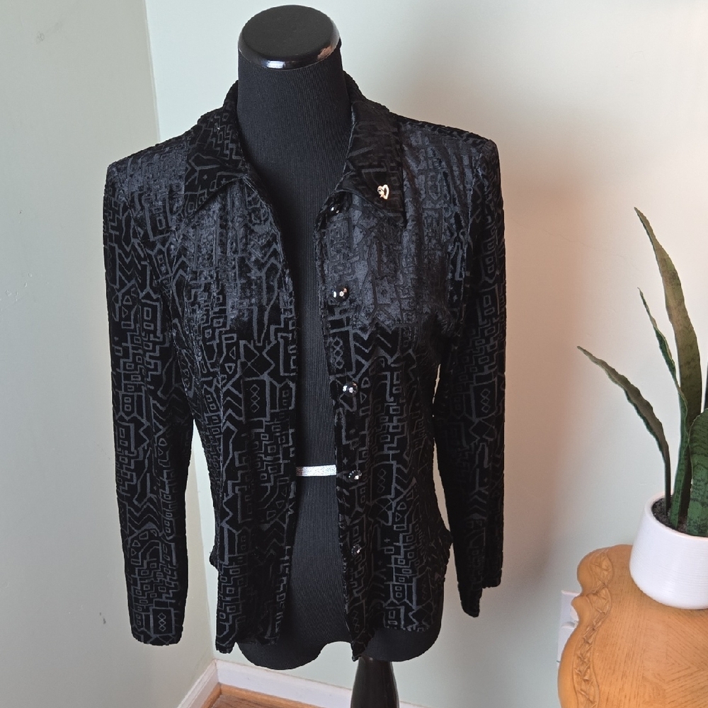 Vintage R&M Richards Elegant Black Velvet Jacket